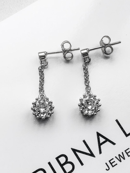 Сережки фіаніт Срібло 925° (родій) SE266