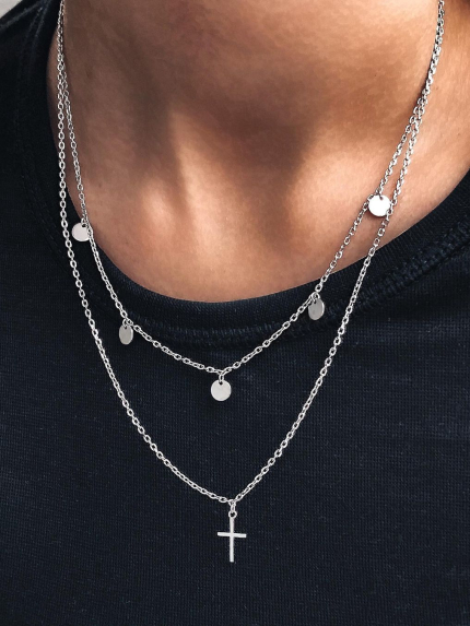 Кольє без вставок Срібло 925° (родій) 86060