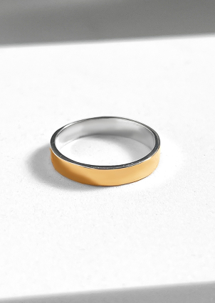 Каблучка без вставок Срібло 925° золото 375° 0604