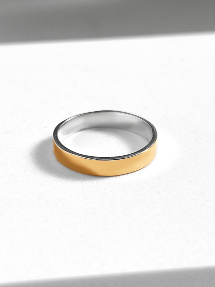 Каблучка без вставок Срібло 925° золото 375° 0604