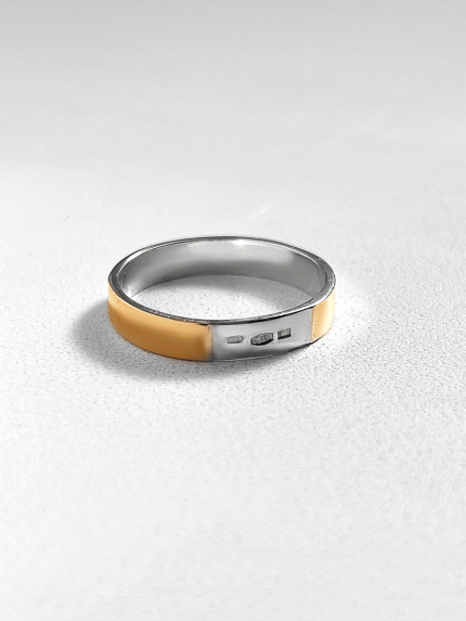 Каблучка без вставок Срібло 925° золото 375° 0604