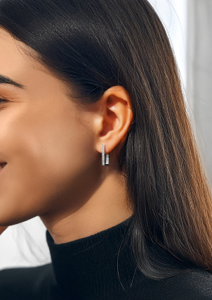 Сережки фіаніт Срібло 925° (родій) с2ф/192