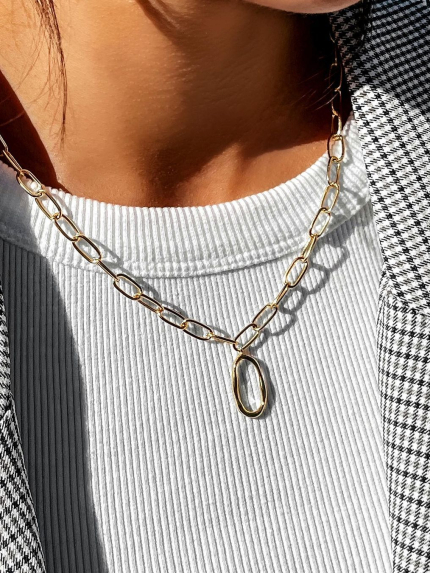 Кольє без вставок Срібло 925° (позолота) HT140062