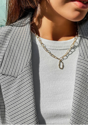 Кольє без вставок Срібло 925° (позолота) HT140062