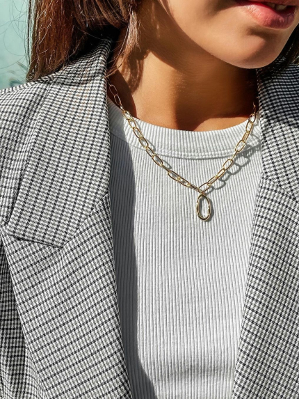 Кольє без вставок Срібло 925° (позолота) HT140062