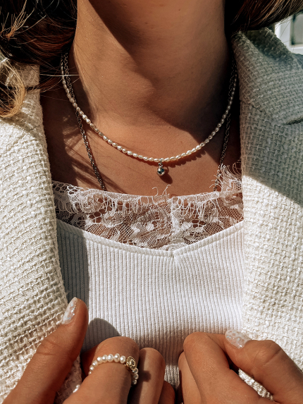 Кольє перлина Срібло 925° (родій) YC140060