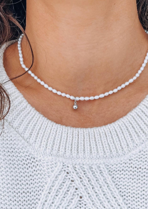 Кольє перлина Срібло 925° (родій) YC140060