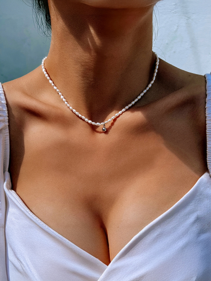 Кольє перлина Срібло 925° (родій) YC140060