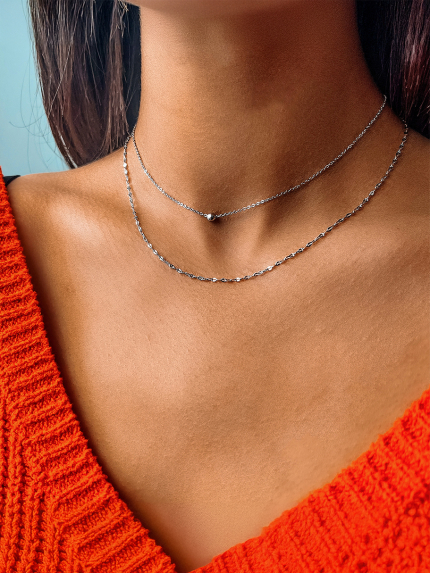 Кольє без вставок Срібло 925° (родій) YC190011