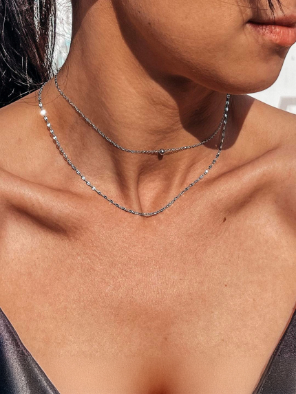 Кольє без вставок Срібло 925° (родій) YC190011