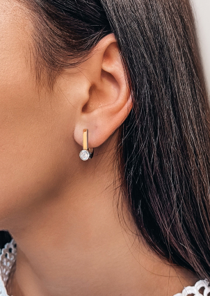 Сережки фіаніт Срібло 925° золото 375° 419с