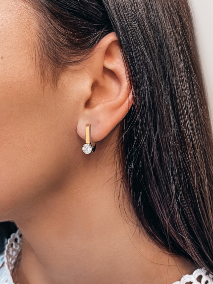 Сережки фіаніт Срібло 925° золото 375° 419с