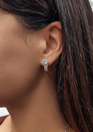 Сережки фіаніт Срібло 925° золото 375° 004с