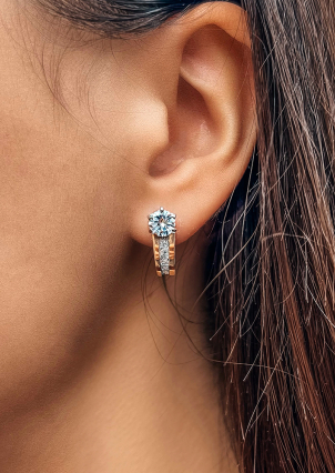 Сережки фіаніт Срібло 925° золото 375° 004с