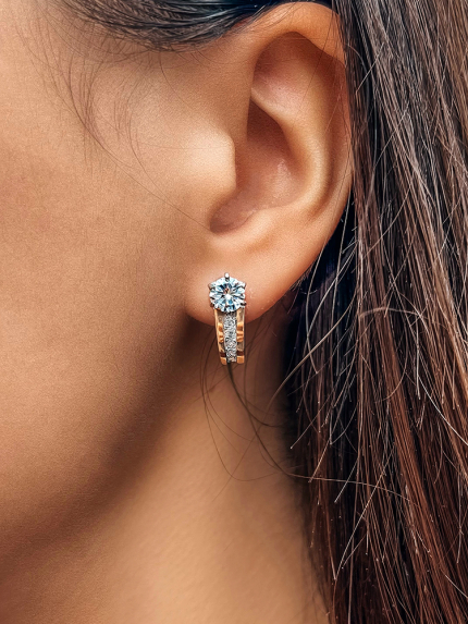 Cyjanitowe kolczyki Srebro 925° Złoto 375° 004s