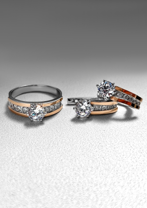 Сережки фіаніт Срібло 925° золото 375° 004с