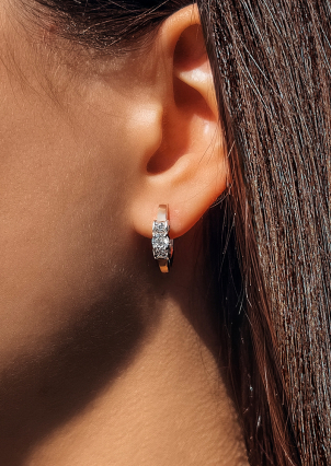 Сережки фіаніт Срібло 925° золото 375° 159