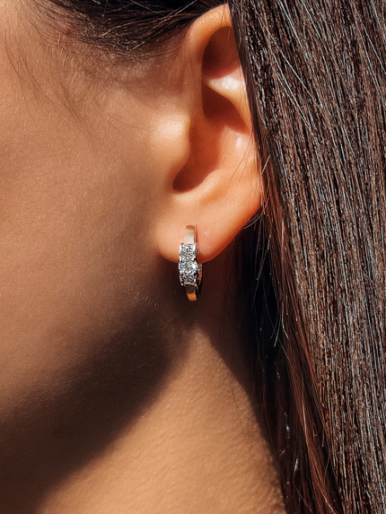 Сережки фіаніт Срібло 925° золото 375° 159