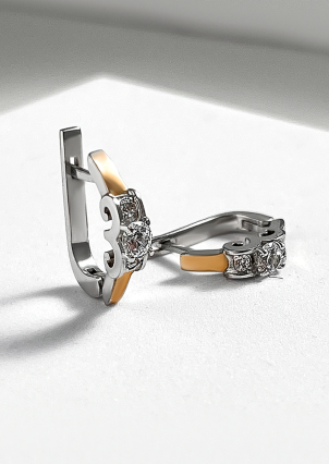 Сережки фіаніт Срібло 925° золото 375° 159