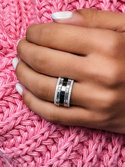 Каблучка Кераміка фіаніт срібло 925°/ ювелірна кераміка с1116ч