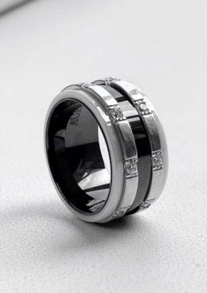 Каблучка Кераміка фіаніт срібло 925°/ ювелірна кераміка с1116ч