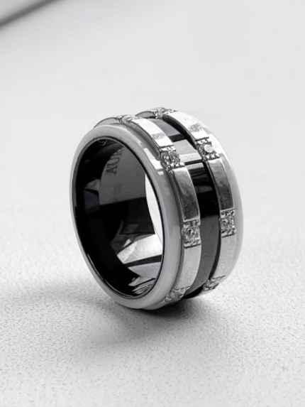 Каблучка Кераміка фіаніт срібло 925°/ ювелірна кераміка с1116ч