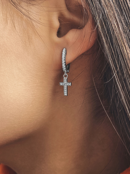 Сережки фіаніт Срібло 925° (родій) 82081