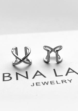 Сережки без вставок Срібло 925° (родій) 82815