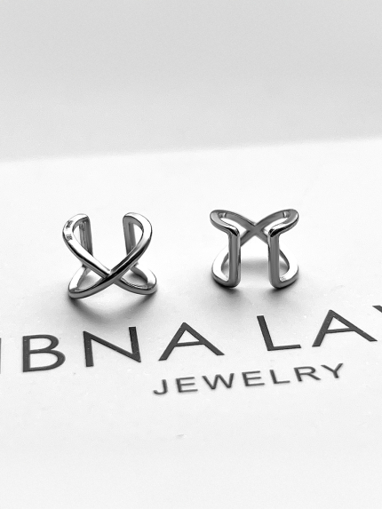 Сережки без вставок Срібло 925° (родій) 82815