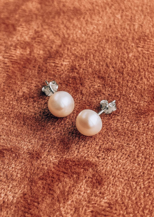 Сережки перлина Срібло 925° (родій) SE86