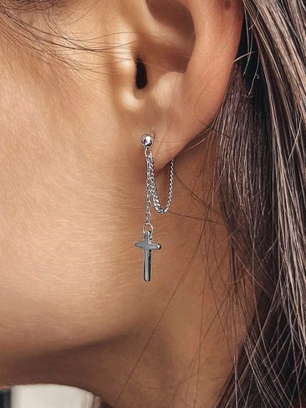 Сережки без вставок Срібло 925° (родій) GWE220