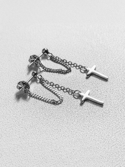 Сережки без вставок Срібло 925° (родій) GWE220