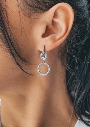 Сережки фіаніт Срібло 925° (родій) 72432