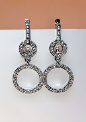 Сережки фіаніт Срібло 925° (родій) 72432