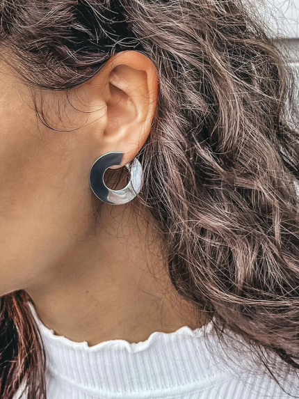 Сережки без вставок Срібло 925° (родій) 103210