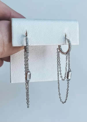 Fianite earrings (AAAA) Silver 925° (rhodium) EQE33