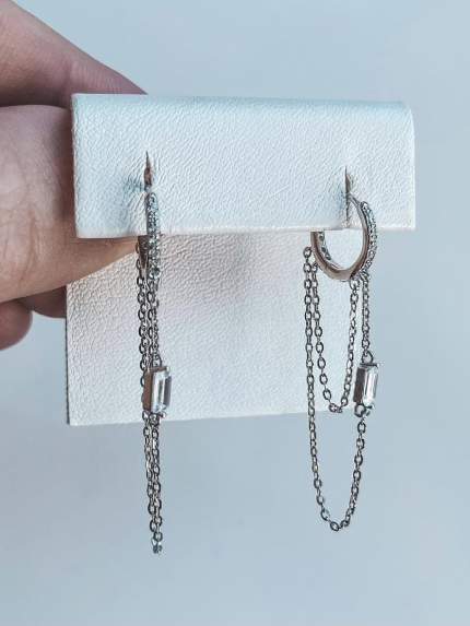 Kolczyki narzeczone (AAAA) Srebro 925° (rod) EQE33