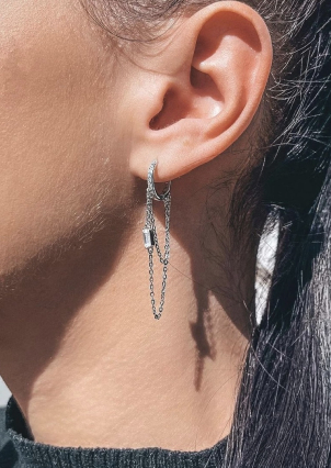 Fianite earrings (AAAA) Silver 925° (rhodium) EQE33