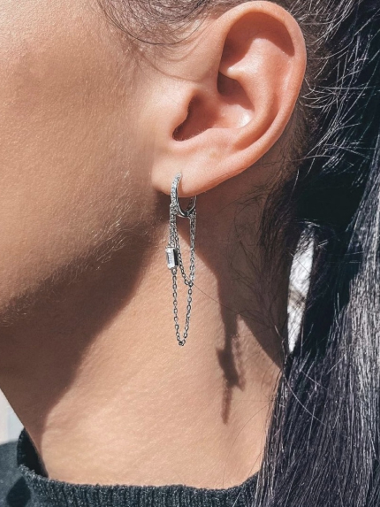 Kolczyki narzeczone (AAAA) Srebro 925° (rod) EQE33