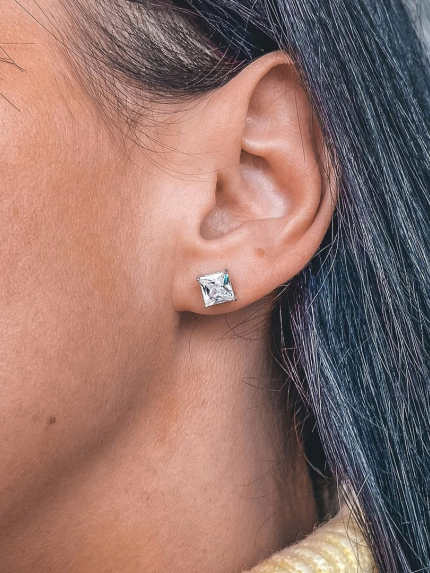 Fianite earrings (AAAA) Silver 925° (rhodium) SE305-6