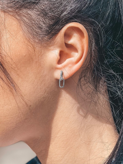 Сережки фіаніт Срібло 925° (родій) 5412