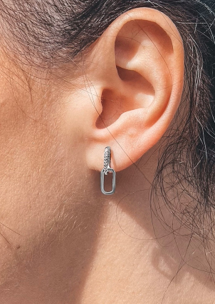 Сережки фіаніт Срібло 925° (родій) 5412