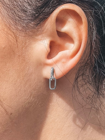 Сережки фіаніт Срібло 925° (родій) 5412