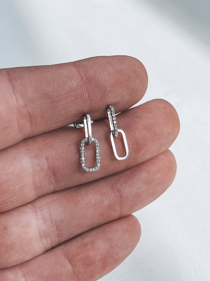 Сережки фіаніт Срібло 925° (родій) 5412