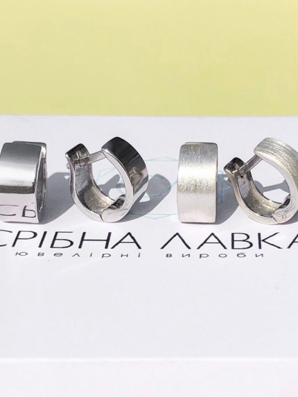 Сережки без вставок Срібло 925° (родій) 104838