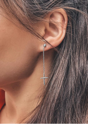 Сережки без вставок Срібло 925° (родій) с2/1349