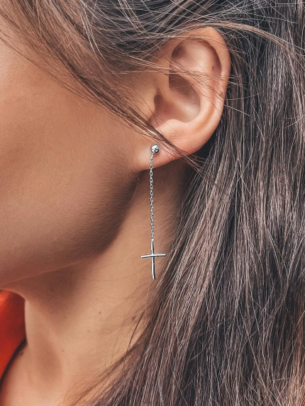 Earrings without inserts Silver 925° (rhodium) c2/1349