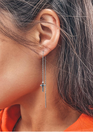 Сережки без вставок Срібло 925° (родій) с2/2058