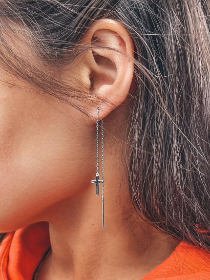 Сережки без вставок Срібло 925° (родій) с2/2058