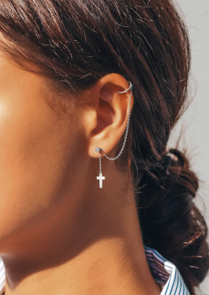 Сережки без вставок Срібло 925° (родій) 2620796